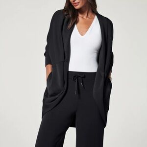 SPANX WOMENS AIRESSENTIALS AIRLUXE BLACK COCOON CARDIGAN SWEATER MEDIUM/LARGE